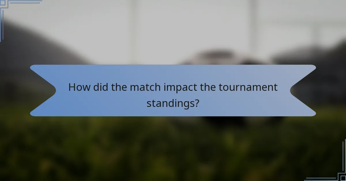 How did the match impact the tournament standings?