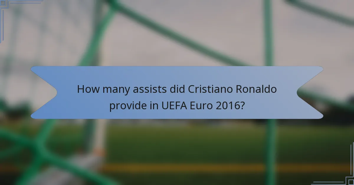 How many assists did Cristiano Ronaldo provide in UEFA Euro 2016?