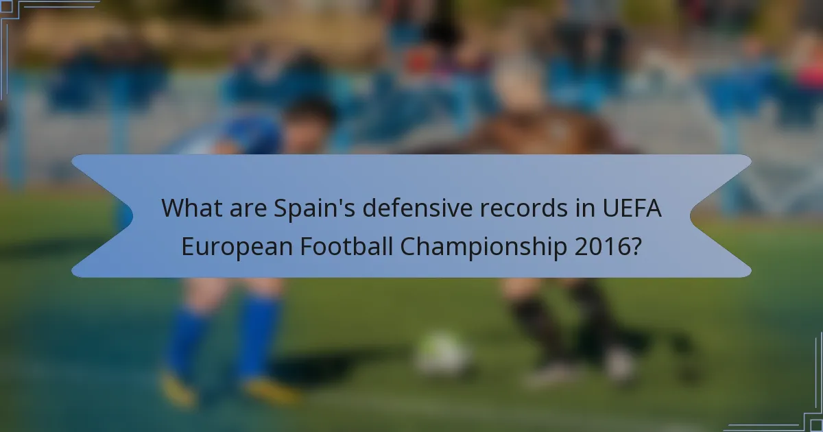 What are Spain's defensive records in UEFA European Football Championship 2016?