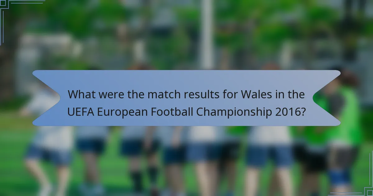 What were the match results for Wales in the UEFA European Football Championship 2016?